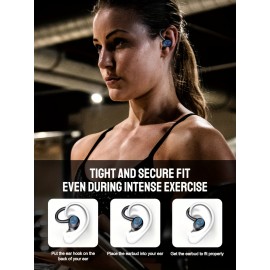 Wireless Headphones Wireless Earbuds 120hrs Playback Ear Buds Stereo Bass Over-Ear Earphones with Earhooks Microphone for Sports/Workout/Gym/Running, Black