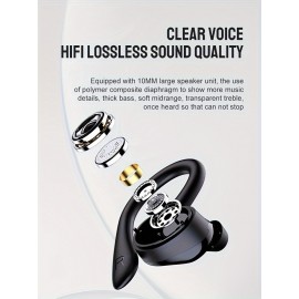 Wireless Headphones Wireless Earbuds 120hrs Playback Ear Buds Stereo Bass Over-Ear Earphones with Earhooks Microphone for Sports/Workout/Gym/Running, Black