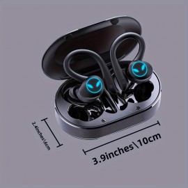 Wireless Headphones Wireless Earbuds 120hrs Playback Ear Buds Stereo Bass Over-Ear Earphones with Earhooks Microphone for Sports/Workout/Gym/Running, Black