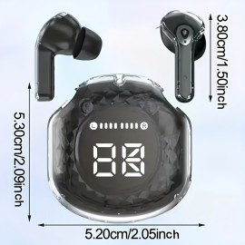 Wireless Earbud Headphones With LED Digital Display, High-Fidelity Stereo Sound, Built-in Condenser Microphone, Touch Volume Control, Noise Cancellation For Voice Calls, Type-C Jack, Compatible With Smartphones And Tablets