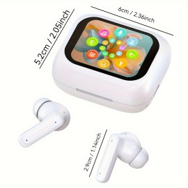 Smart Touch Screen Wireless Earbuds with HD Call, Sports Music Headset with Rechargeable Polymer Battery, Touch Control, Semi-Open-Back, for iPhone, Huawei, Samsung, Vivo, Xiaomi, and More - 300mAh