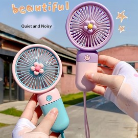 Portable Small Fan New Flower Mini Handheld Small Fan Gift For Girlfriend, Summer Fresh, Pocket Fan, Portable Portable Handheld Fan USB Storage Fan Handheld Fan, Gift