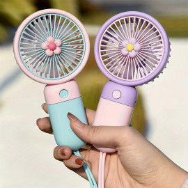 Portable Small Fan New Flower Mini Handheld Small Fan Gift For Girlfriend, Summer Fresh, Pocket Fan, Portable Portable Handheld Fan USB Storage Fan Handheld Fan, Gift