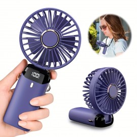 Portable Handheld Fan With USB Rechargeable LED Display Screen, Adjustable 90° Base, For Indoor And Outdoor Use - Perfect For Office, Bedroom, Outdoor Travel, And Camping