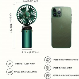 Portable Handheld Fan With USB Rechargeable LED Display Screen, Adjustable 90° Base, For Indoor And Outdoor Use - Perfect For Office, Bedroom, Outdoor Travel, And Camping