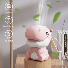 1 pc Pink Dinosaur Fan, Cartoon Neck Hanging Handheld Bladeless Fan, Small Portable USB Charging Small Fan, Summer Office And Class Essential Bladeless Powerful Rechargeable Silent Fan