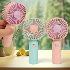 1pc Plain Handheld Electric Fan With Data Line Color Block Cute Portable Fan Summer Accessory