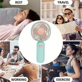 1pc Plain Handheld Electric Fan With Data Line Color Block Cute Portable Fan Summer Accessory