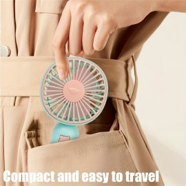 1pc Plain Handheld Electric Fan With Data Line Color Block Cute Portable Fan Summer Accessory