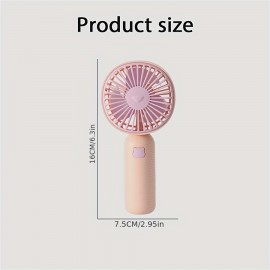 1pc Plain Handheld Electric Fan With Data Line Color Block Cute Portable Fan Summer Accessory