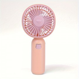 1pc Plain Handheld Electric Fan With Data Line Color Block Cute Portable Fan Summer Accessory