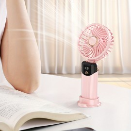 1pc Portable Handheld Fan, With Digital Display, USB And Battery Powered, Suitable For Gifts, Outdoor Travel, Shopping, Self-driving Tour