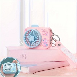 1pc Chic Camera-Shaped Portable Handheld Fan With Keychain - USB Rechargeable Battery-Powered Mini Personal Fan - Perfect For Indoor, Outdoor, And Vehicle Use