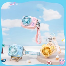 1pc Chic Camera-Shaped Portable Handheld Fan With Keychain - USB Rechargeable Battery-Powered Mini Personal Fan - Perfect For Indoor, Outdoor, And Vehicle Use