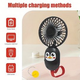 A Mini Fan With USB Charging For Cool Summer, Cartoon Cute Pets, Cute Penguins, And Long Battery Life Suitable For Home, Outdoor Sports, And Outdoor Work