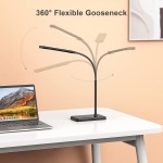 LED Desk Touch Lamp with Wireless Charging & USB Charging Table Lamp 5 Color Modes 6 Brightness Levels Eye-Caring Gooseneck Desk Lamp for Home Office, Black