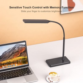 LED Desk Touch Lamp with Wireless Charging & USB Charging Table Lamp 5 Color Modes 6 Brightness Levels Eye-Caring Gooseneck Desk Lamp for Home Office, Black