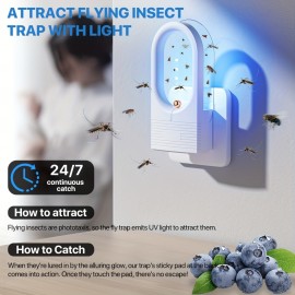 Flying Insect Trap Plug-in, Upgrated Indoor Fly Traps with Effective UV Light, Fruit Fly Traps-Fly Insect Catcher for Mosqutios, Fruit Flies, Moths, Gnats, 2 Device + 10Refills