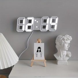 1pc LED Digital Clock with USB Power for Household Use - Modern Luminous Desktop Electronic Clock with White LED Light Source, Simple Creative Fashion Design for Living Room & Bedroom, Silent Operation