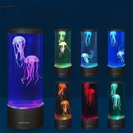 1pc Jellyfish Lava Lamp.Fascinating Color Changing Lights Create A Beautiful Tranquil, Peaceful & Soothing Deep-Sea Ambiance Which Could Help Reduce Stress & Anxiety. 