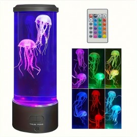 1pc Jellyfish Lava Lamp.Fascinating Color Changing Lights Create A Beautiful Tranquil, Peaceful & Soothing Deep-Sea Ambiance Which Could Help Reduce Stress & Anxiety. 