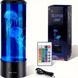 1pc Jellyfish Lava Lamp.Fascinating Color Changing Lights Create A Beautiful Tranquil, Peaceful & Soothing Deep-Sea Ambiance Which Could Help Reduce Stress & Anxiety. 