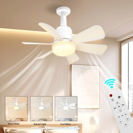 17in Socket Fan Light: Ceiling Fans With Lights And Remote - Screw In Small Ceiling Fan Replacement For Light Bulb, Dimmable 3 Color Lights/2000 Lumens, Ceiling Fan For Bedroom, Kitchen, Living Room