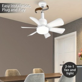 17in Socket Fan Light: Ceiling Fans With Lights And Remote - Screw In Small Ceiling Fan Replacement For Light Bulb, Dimmable 3 Color Lights/2000 Lumens, Ceiling Fan For Bedroom, Kitchen, Living Room