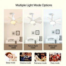 17in Socket Fan Light: Ceiling Fans With Lights And Remote - Screw In Small Ceiling Fan Replacement For Light Bulb, Dimmable 3 Color Lights/2000 Lumens, Ceiling Fan For Bedroom, Kitchen, Living Room