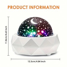 USB Star Projector with 10 RGB Colors, Rotating Ocean Wave and Starry Sky Display, Remote Controlled, Auto-Off Timer, Home Decoration and Sleep Aid - USB Powered, No Batteries Required