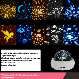 USB Star Projector with 10 RGB Colors, Rotating Ocean Wave and Starry Sky Display, Remote Controlled, Auto-Off Timer, Home Decoration and Sleep Aid - USB Powered, No Batteries Required