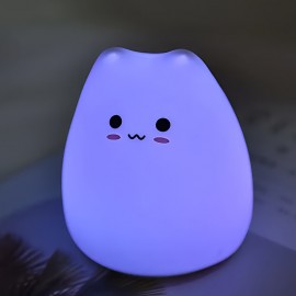 1pc Cartoon Cute Cat Silicone Lamp, Color-changing LED Night Light, Touch Atmosphere Lamp, Home Decoration Living Room, Halloween, Christmas Decoration, Office Desk Accessories, Camping, Party, Birthday Christmas Perfect Gift