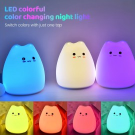 1pc Cartoon Cute Cat Silicone Lamp, Color-changing LED Night Light, Touch Atmosphere Lamp, Home Decoration Living Room, Halloween, Christmas Decoration, Office Desk Accessories, Camping, Party, Birthday Christmas Perfect Gift