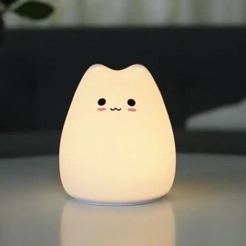 1pc Cartoon Cute Cat Silicone Lamp, Color-changing LED Night Light, Touch Atmosphere Lamp, Home Decoration Living Room, Halloween, Christmas Decoration, Office Desk Accessories, Camping, Party, Birthday Christmas Perfect Gift