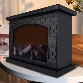 1pc Fireplace Lantern Stove Lamp Simulation Flame Light USB/Battery Operated Rectangle No Heater Function For Home Decor Indoor Christmas Ornaments