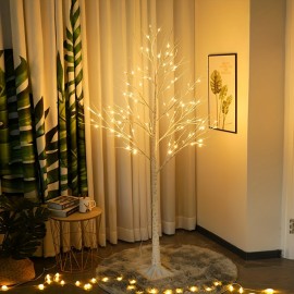 1pc 4FT/5FT/6FT Lighted Birch Tree, USB Powered Warm White LED Artificial Branch Tree Lamp For Home Party Festival Wedding Decor, Home Room Garden Camping Party Autumn Winter Decorations