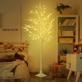 1pc 4FT/5FT/6FT Lighted Birch Tree, USB Powered Warm White LED Artificial Branch Tree Lamp For Home Party Festival Wedding Decor, Home Room Garden Camping Party Autumn Winter Decorations