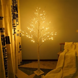 1pc 4FT/5FT/6FT Lighted Birch Tree, USB Powered Warm White LED Artificial Branch Tree Lamp For Home Party Festival Wedding Decor, Home Room Garden Camping Party Autumn Winter Decorations