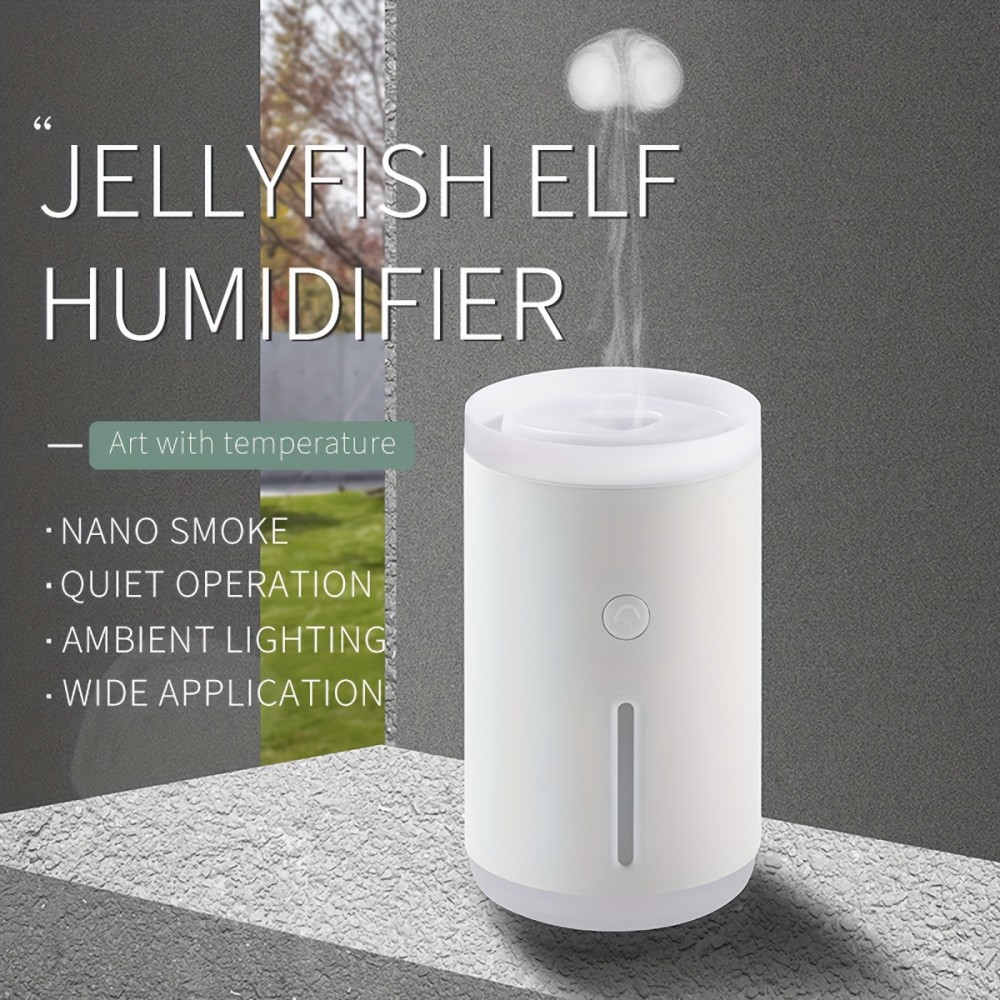 Cool Mist Humidifier-USB Personal Desktop Humidifier, Humidifier With Jellyfish-shaped Spray For Stress Relief, Humidifiers For Bedroom, Automatic Shut-Off, Night Light Function, 2 Mist Modes Christmas Creative Gift