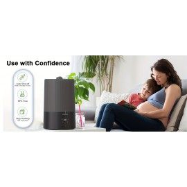 4L top filled ultrasonic cold mist humidifier low noise with night light timer sleep mode aromatherapy function black