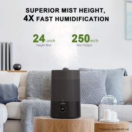 4L top filled ultrasonic cold mist humidifier low noise with night light timer sleep mode aromatherapy function black