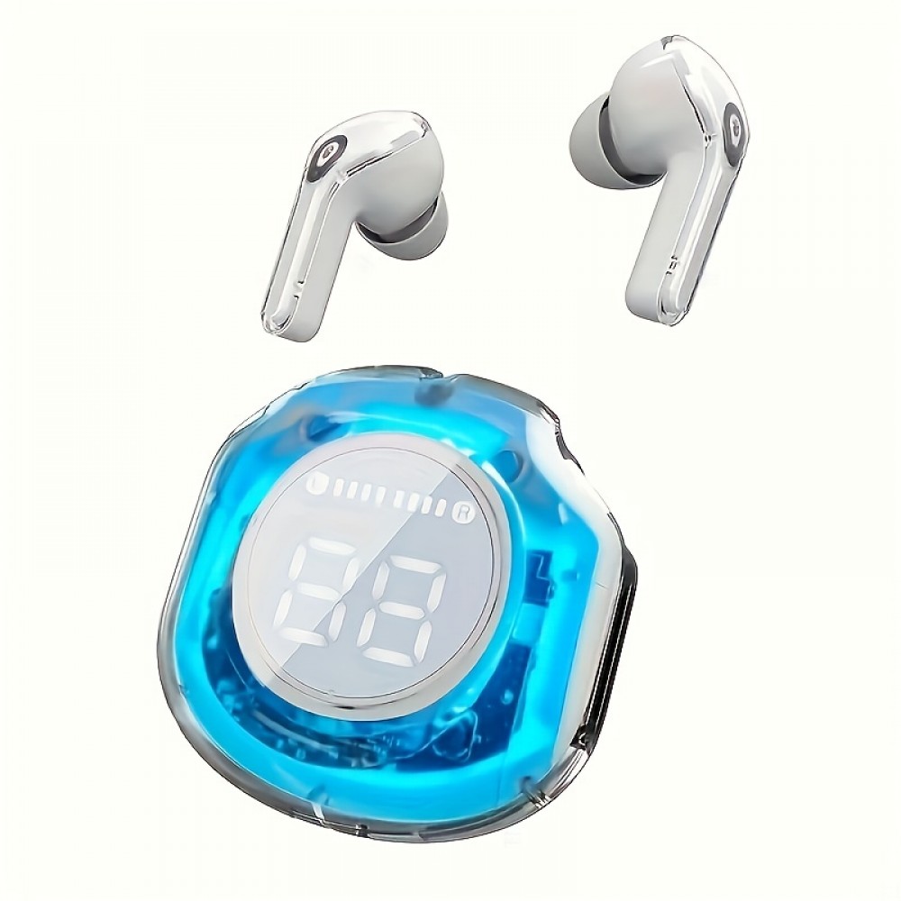 Wireless Earbud Headphones With LED Digital Display, High-Fidelity Stereo Sound, Built-in Condenser Microphone, Touch Volume Control, Noise Cancellation For Voice Calls, Type-C Jack, Compatible With Smartphones And Tablets