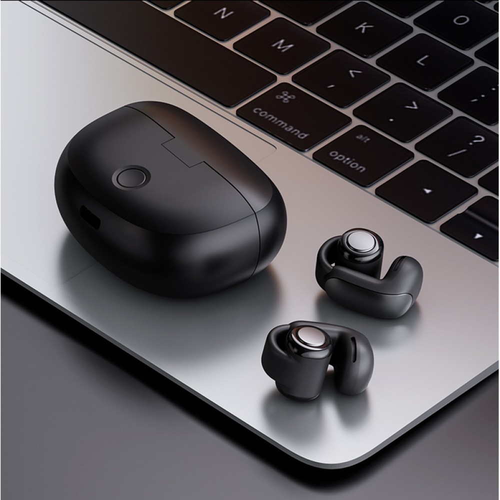 Premium Wireless Clip-On Earbuds with Surround Sound, High-Fidelity Audio, Long Battery Life - Touch Control & Built-in Mic for Calls, Ideal for Sports & Gaming, Design