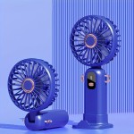 Portable Handheld Fan Rechargeable, 90 ° Adjustable Foldable Personal Fan, 5-speed Wind, Display Power, USB Rechargeable Handheld Fan, Silent Handheld Fan, Suitable For Indoor And Outdoor Travel, Blue, White