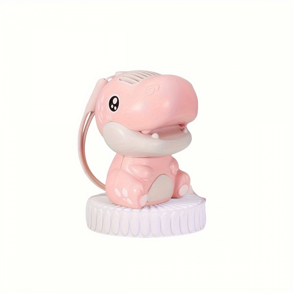 1 pc Pink Dinosaur Fan, Cartoon Neck Hanging Handheld Bladeless Fan, Small Portable USB Charging Small Fan, Summer Office And Class Essential Bladeless Powerful Rechargeable Silent Fan