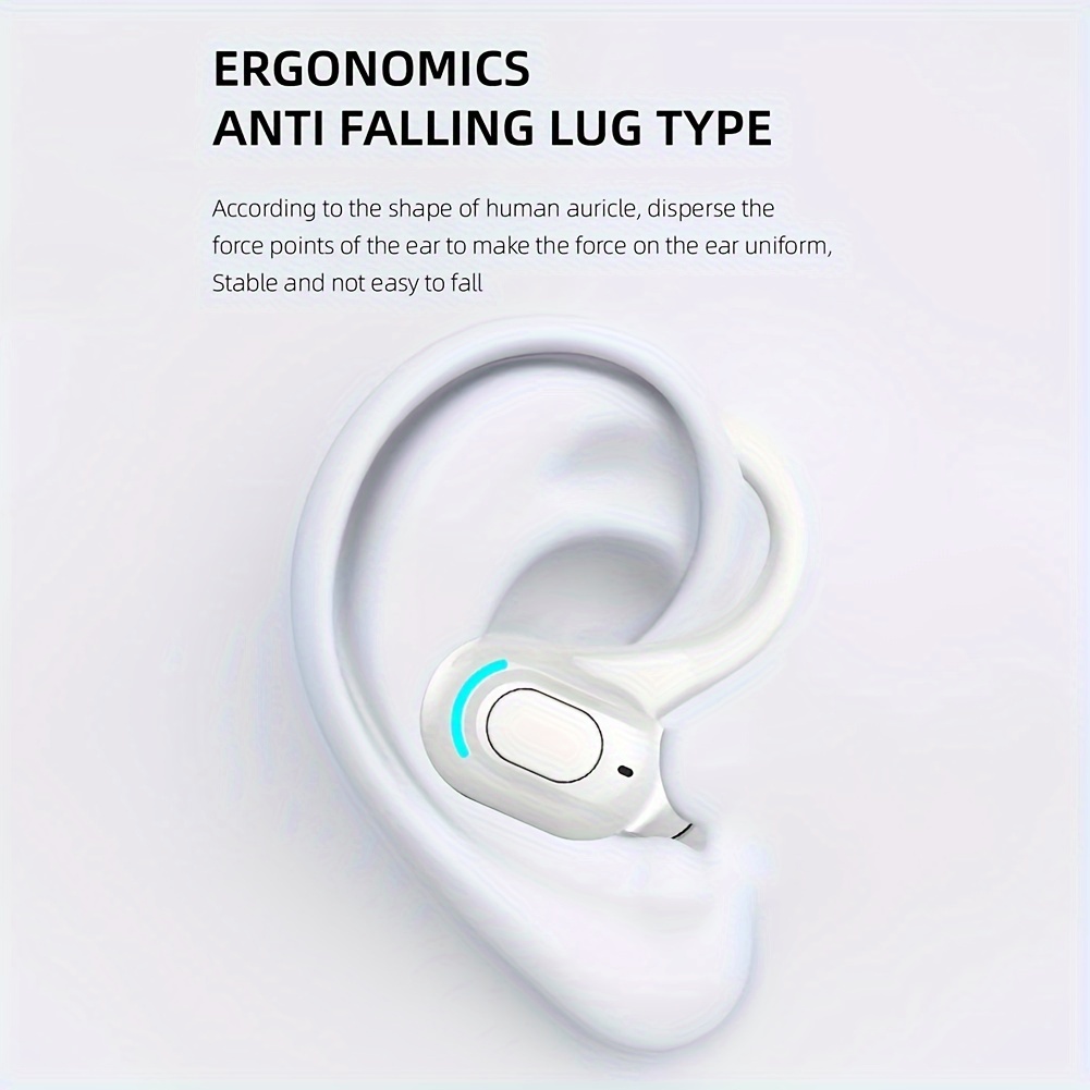 wireless earphone ear hook mini business headphone hifi bass noise cancelling sports gaming earbuds headset details 3