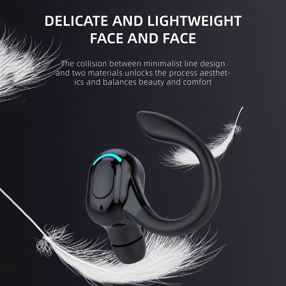 wireless earphone ear hook mini business headphone hifi bass noise cancelling sports gaming earbuds headset details 4