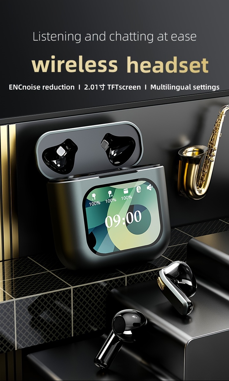 2024   level original touch screen enc wireless tws headphones multiple touch modes slide touch control headphones details 0