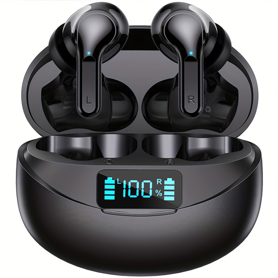 true wireless stereo eabuds tws noise cancelling headphones sport headset touch control earphones with led charging case details 0