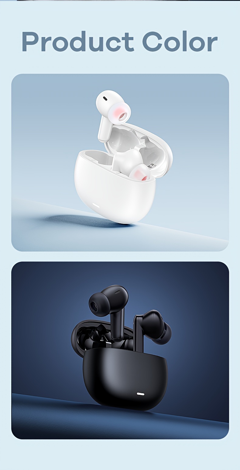 wireless earbuds active noise cancelling earphones wireless 5 2 with microphone charging case 30 hours playback time in ear high fidelity stereo waterproof earphones suitable for   android details 5